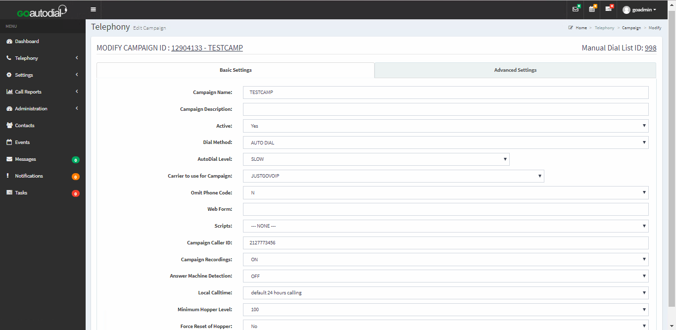 how to configure goautodial dialer